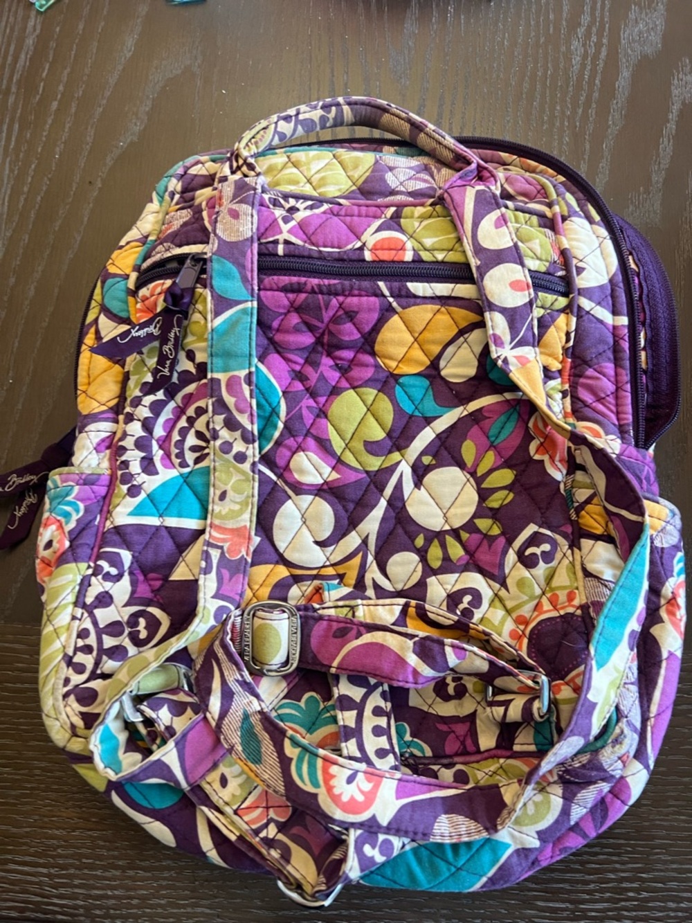 Vera Bradley Purple Quilted Floral Patchwork Backpack - Picture 4 of 4